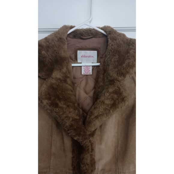 Y2K Vintage Penny Lane Suede Coat Sz M Genuine Leather, Faux Fur Xhilaration - Picture 4 of 11